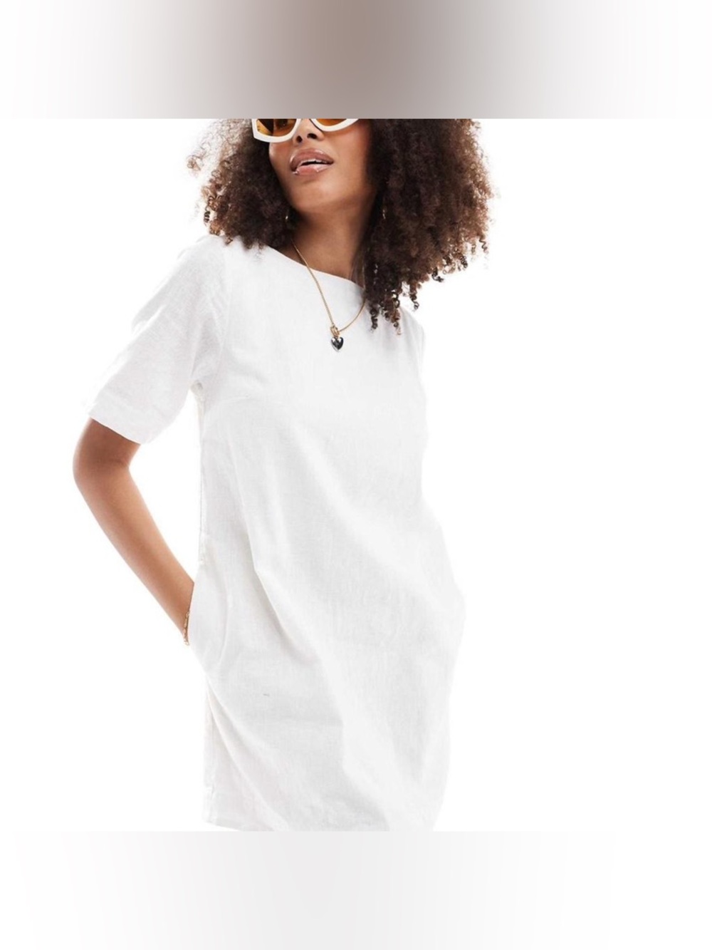 Abercrombie & Fitch Linen T-Shirt Pocket Dress w button closure neckline detail